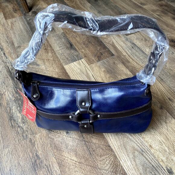NWT Vintage Y2K Faded Glory Navy Mini Buckle Shoulder Bag - Picture 9 of 11